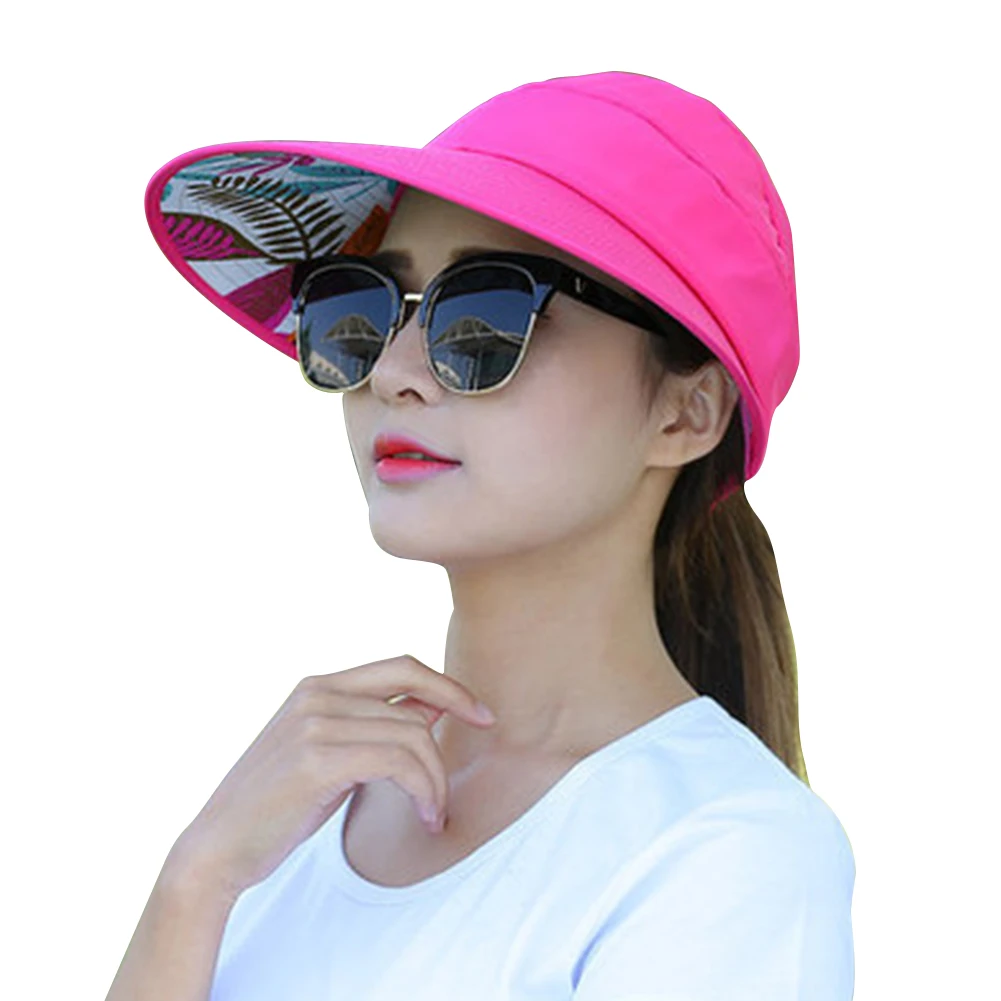 rose red Летняя защита от солнечных лучей на пляже складываемая шляпа для женщин с широкими полями Защита от ультрафиолета, от солнца Шляпа Пляжная упаковочная козырек шляпа для всех сезонов - Цвет: rose red