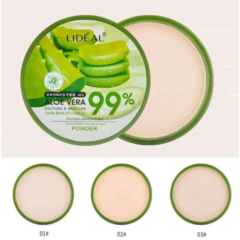 

Face Makeup Natural Aloe Vera Powder Foundation Matte Moisturizing Smooth Pressed Powder Foundation Concealer Pores Cover Powder