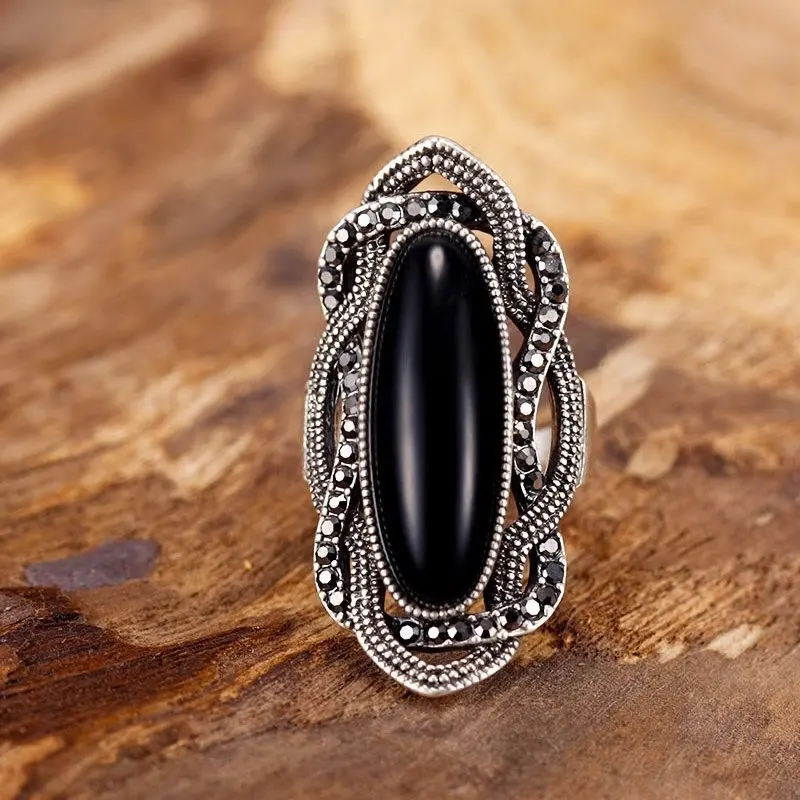 Bohemian Style White Opal Ring Big Oval Silver Plated Mosaic AAA Gray Crystal Rings Kinel for Women Vintage Jewelry crystal rings bohemian rings stone rings fashion rings opal rings fashion ring finger rings metal rings