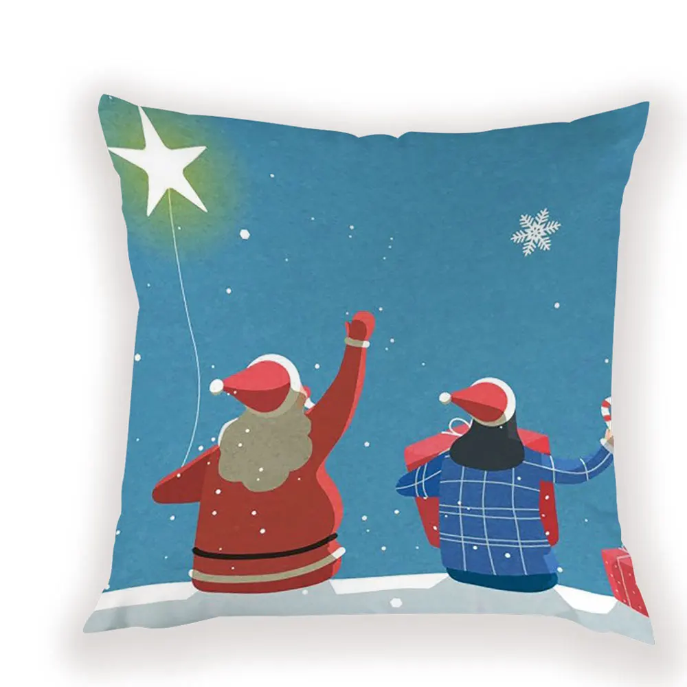 Christmas Decorations Cushion Cover Cartoon Santa Claus Cushion Decorative Bed Reindeer Case on The Pillow Merry Pillow Covers - Цвет: L1808-9