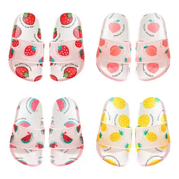 

Kids Girls Summer Slide Sandals Cute Cartoon Strawberry Pineapple Fruit Transparent Slippers Shower Anit-Slip Water Shoe