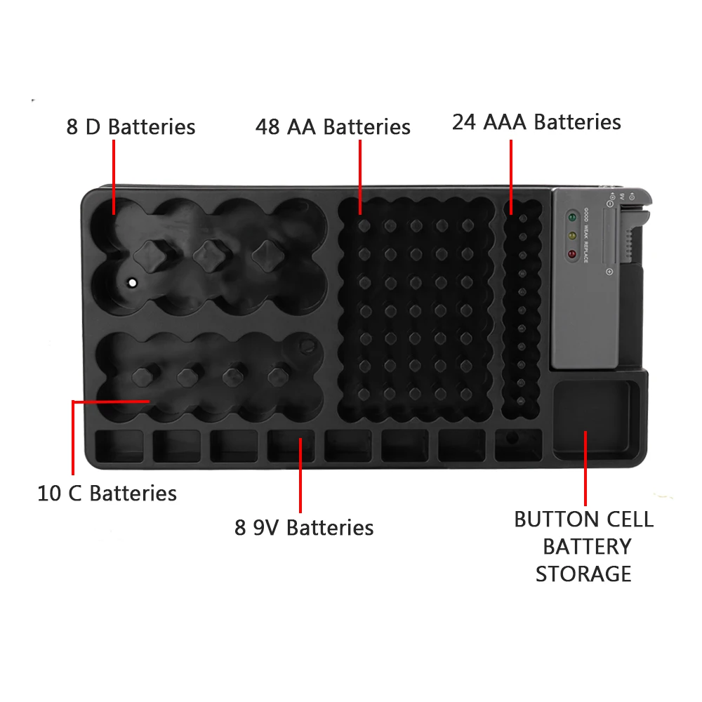 Органайзер для аккумуляторов, портативная коробочка для хранения, держатель тестера, набор для проверки AA AAA 9V C D батареи