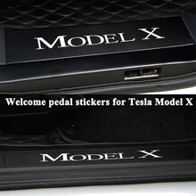 Для Tesla модель X 4 шт./компл. Передняя Задняя дверь автомобиля подоконник Добро пожаловать педаль наклейка против царапин крышка протектор автомобиля Стайлинг Аксессуары