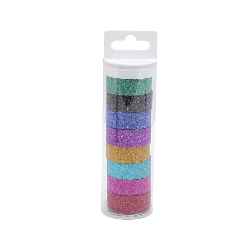 8Pcs Glitter Washi Tape Stationery Scrapbooking Decorative Adhesive Tapes DIY Color Masking Tape School Supplies Papeleria