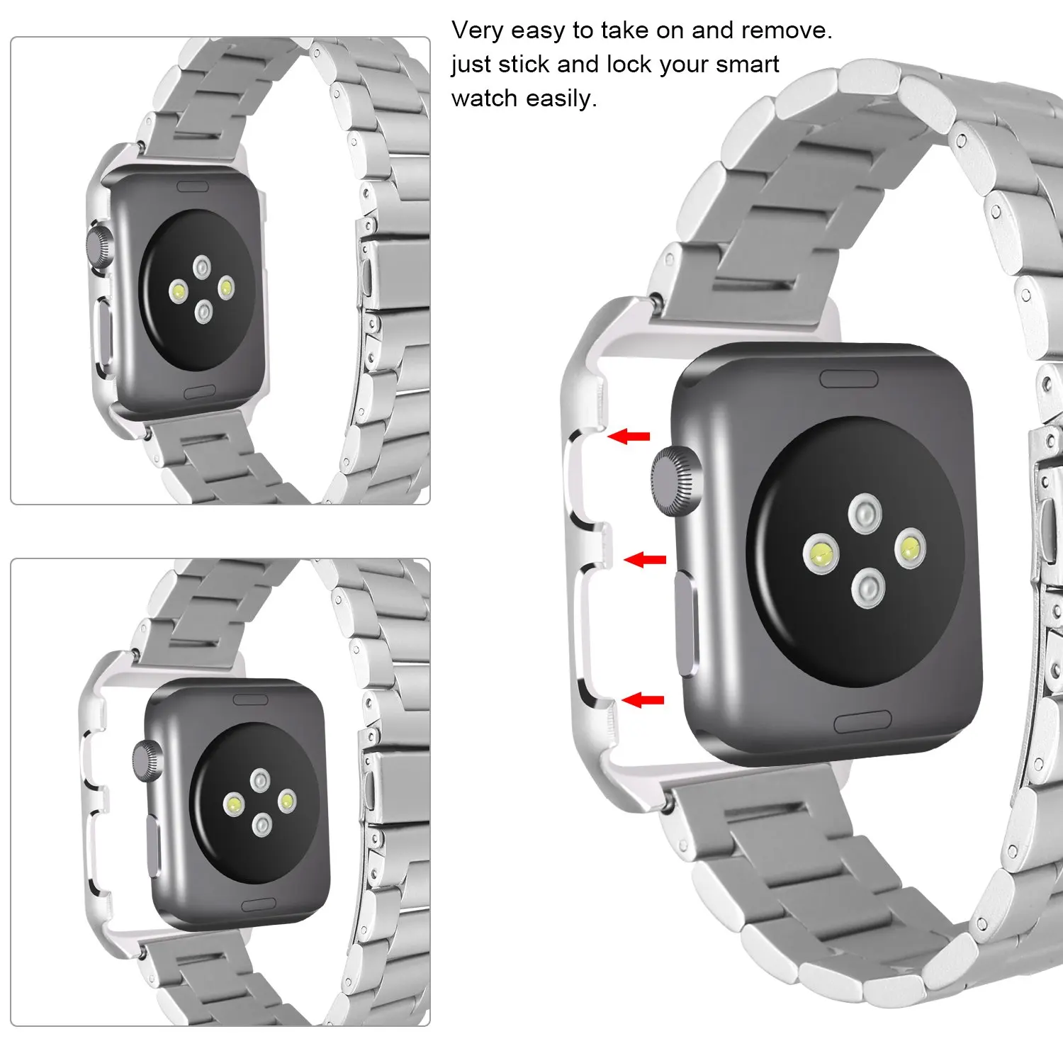 Металлический браслет с защитным чехлом для Apple Watch 38 мм 42 мм 40 мм 44 мм ремешок из нержавеющей стали для iwatch серии 4 3 2 1
