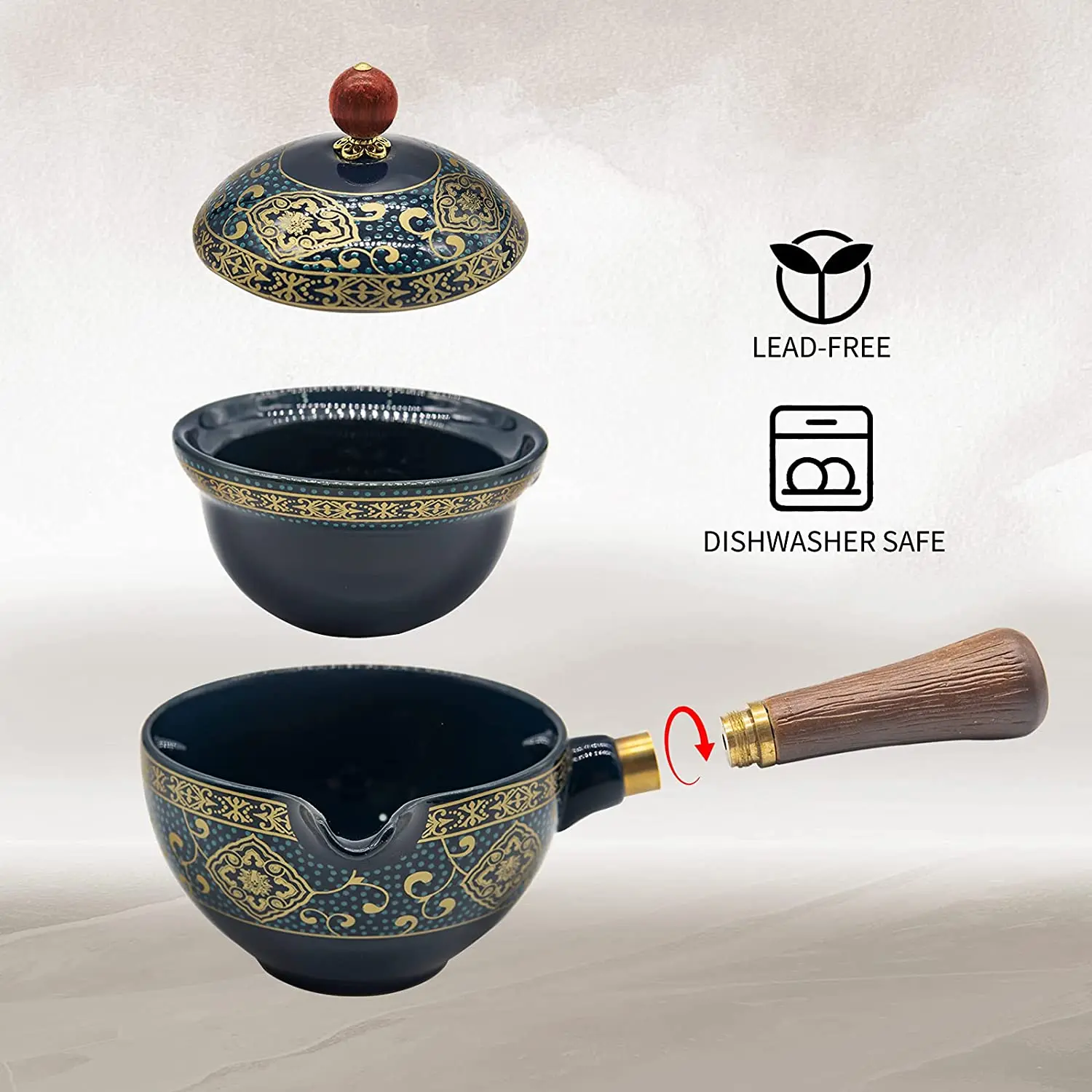 Porcelain Chinese Gongfu Tea Set Portable Teapot Set with 360 Rotation Tea Maker and Infuser Portable All in One Gift Bag