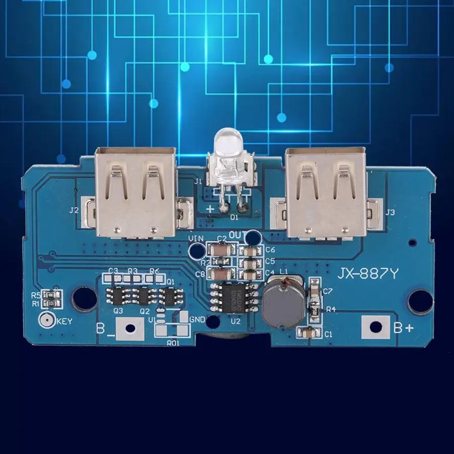 

2Pcs Power Boost Module 3.7V To 5V 2A Dual USB With LED Light For 18650 Lithium Battery Step Up Module