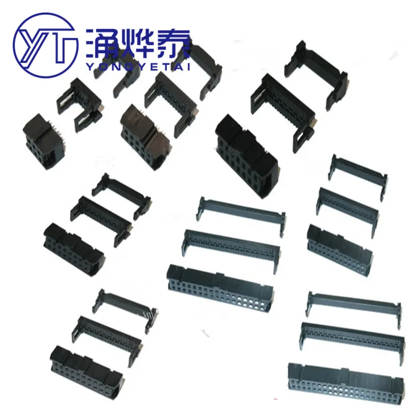 YYT 10Set FC-6/8/10/12/14/16/18/20/30/40/50/64 PIN FEMALE HEADER IDC SOCKET CONNECTOR 2.54MM FOR 1.27MM wire 6p 10p 20p 40P