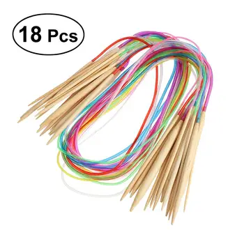 

18Pcs/Set Bamboo Professional Colorful Soft Tube Circular Sewing Crochet Knitting Needles Set DIY Double Cusp Crochet Hooks