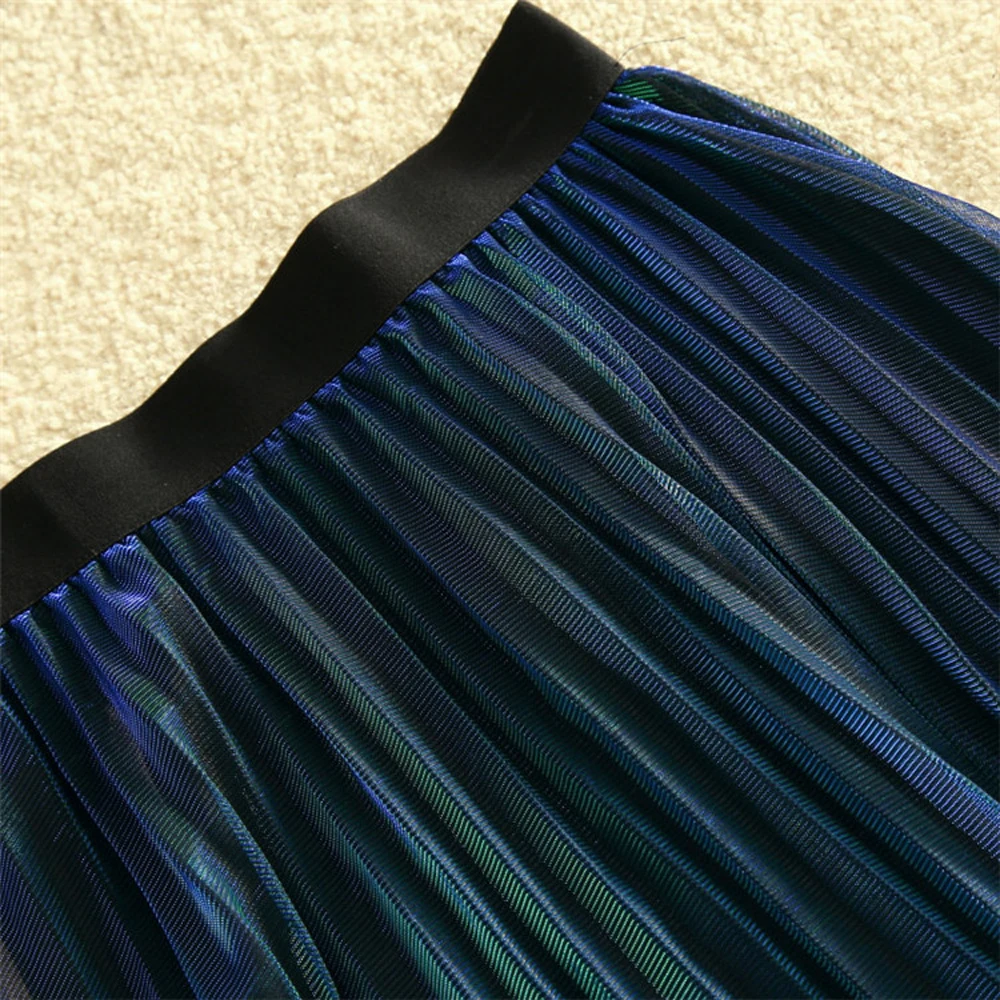 Women Fashion Pleated Skirts Shinning 1002