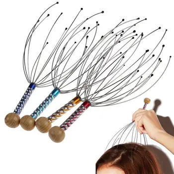 

Octopus Head Scalp Massager Stainless Steel Stress Relief Brain Relax Tool Scalp Neck MassageTool Relax Body Steel Ball Massage