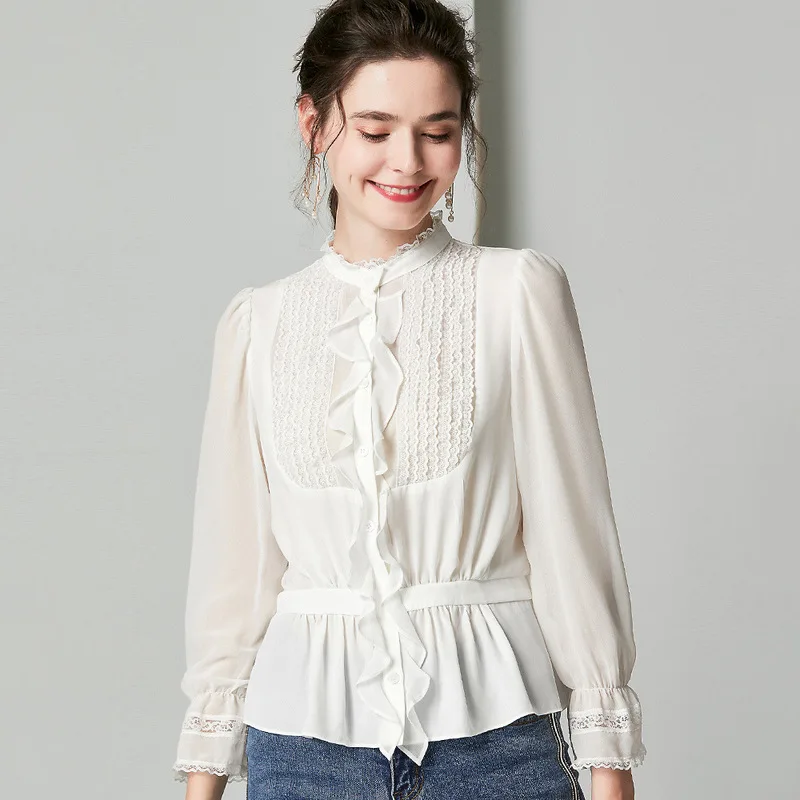 Witte Bloemen Zijden Blouse Voor Vrouwen Hoge Kwaliteit Lange Mouw 4XL Plus Size Casual Sexy Office Dress Shirts Mode Dropshipping Witte Bloemen Zijden Blouse Voor Vrouwen Hoge Kwaliteit Lange Mouw 4XL Plus Size Casual Sexy Office Dress Shirts Mode Dropshipping