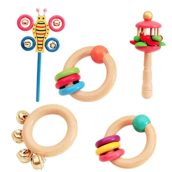 

Newborn Colorful Children Boy Girl Rattle Baby Amusement Toy Wood Baby 2020 New Creative KidsToys
