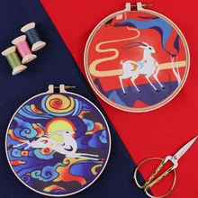 Китайский олень DIY Набор для вышивки с рамкой для начинающих рукоделия наборы крестиком серии принадлежности для шитья живопись Декор