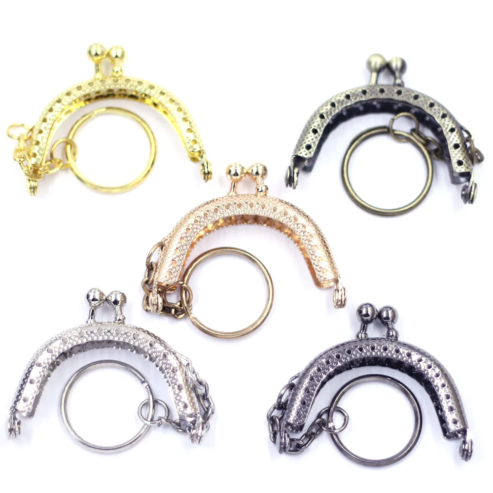 25Pcs Kiss Clasps Lock Key Rings Keyrings  Lattice Arch Frame Metal For DIY Purse Bag Handle Making Accessories 5cm