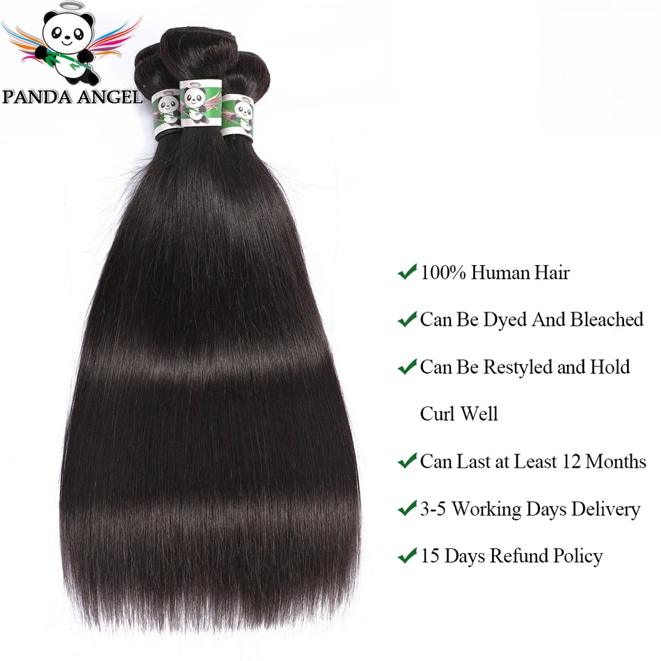 Panda Straight Hair Weave Bundles 100% Human Hair 1 3 Pcs Bundles Deal Remy Brazilian Hair Weaving For Black Women Fast Shipping