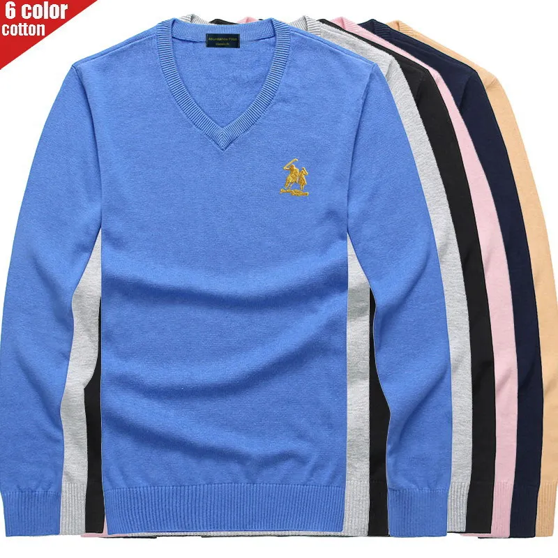 Мужская приталенная трикотажная рубашка поло из чистого хлопка с V образным