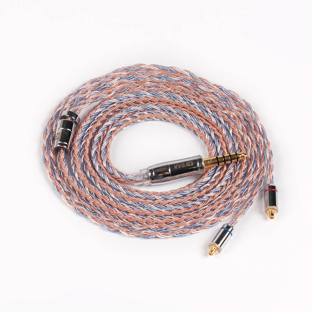 KBEAR 16 core посеребренный кабель с 2,5/3,5/4,4 кабель для наушников для KB06 C10 плотным верхним ворсом KZ ZS10 PRO ZSX BLON BL03 CCA C12 QDC TFZ - Цвет: MMCX 4.4mm