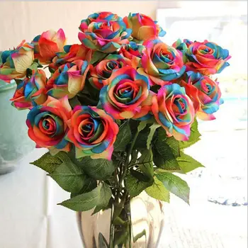 

10 Pcs Valentine's Day Artificial Long Stem Rose Fake Flower Wedding Party Decor