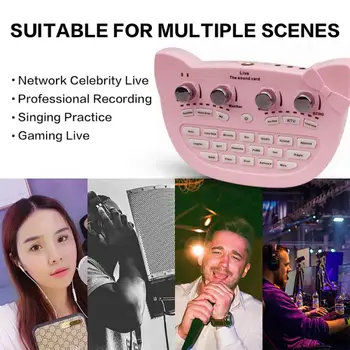 

Sound Mixer Board for Live Streaming, Voice Changer Sound Card with Multiple Sound Effects, Audio Mixer