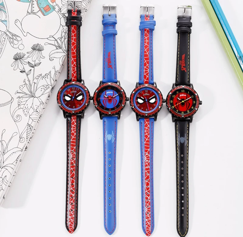 Марвел, Мстители, паук-мужчины супер герой детство мечта детей Япония кварцевые часы PU Группа водонепроницаемые часы ребенок подарок крутые часы