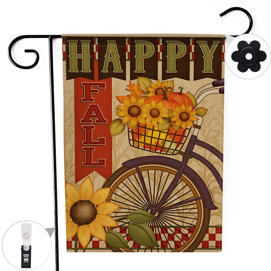 Double-sided Happy Fall Halloween Boo Garden Flag Banner with Windproof Rubber Stopper and Clip 12.5''x18.5'' 32x47cm - Цвет: 2