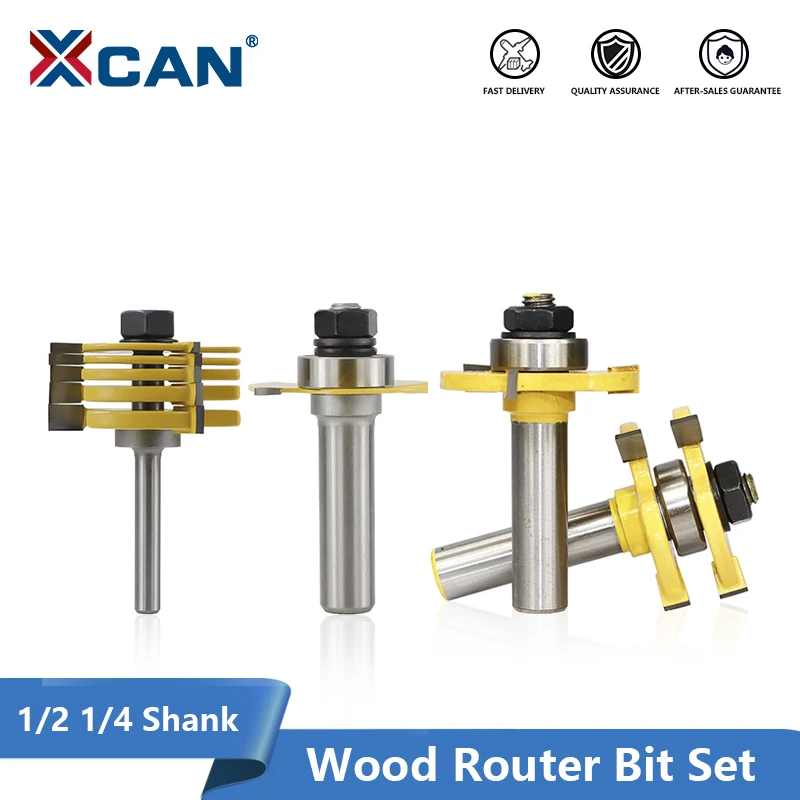 

XCAN Tenon Cutter Set T-Slot Router Bit 2pcs Adjustable Blade Tungsten Carbide Cutter 1/2 1/4 Shank Woodworking Cutter