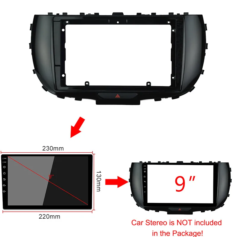 9 дюймов Автомобильный Радио фасции комплект для KIA SOUL- двойной Din dvd Fascias аудио фитинг адаптер Переходная панель В-dash рамка