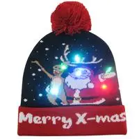 Модный светодиодный Рождественский головной убор, Рождественский Санта Клаус, снежинка, мультяшная шапка, светильник, вязаные зимние шапочки для детей и взрослых - Цвет: R