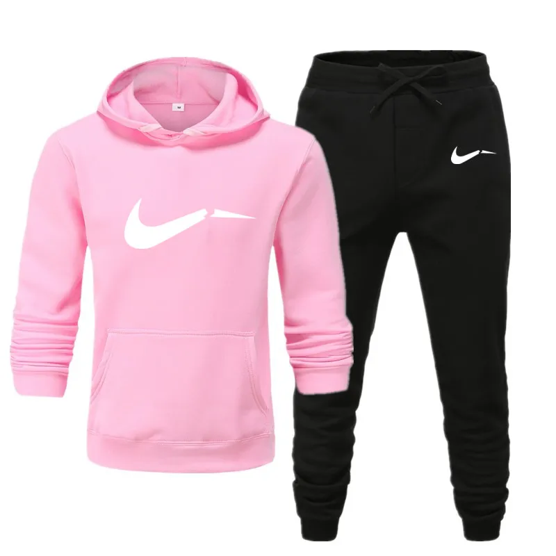 Мужские толстовки из плотного бархата, комплект из двух предметов, повседневный спортивный костюм, мужские новые толстовки, зимняя мужская брендовая одежда, толстовки+ штаны, комплекты - Цвет: B-pink black