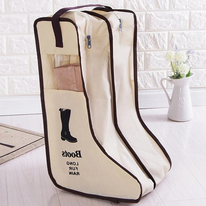 Boots Storage Bag Case Travel Shoes Cover Dustproof Protector Zipper Beige S