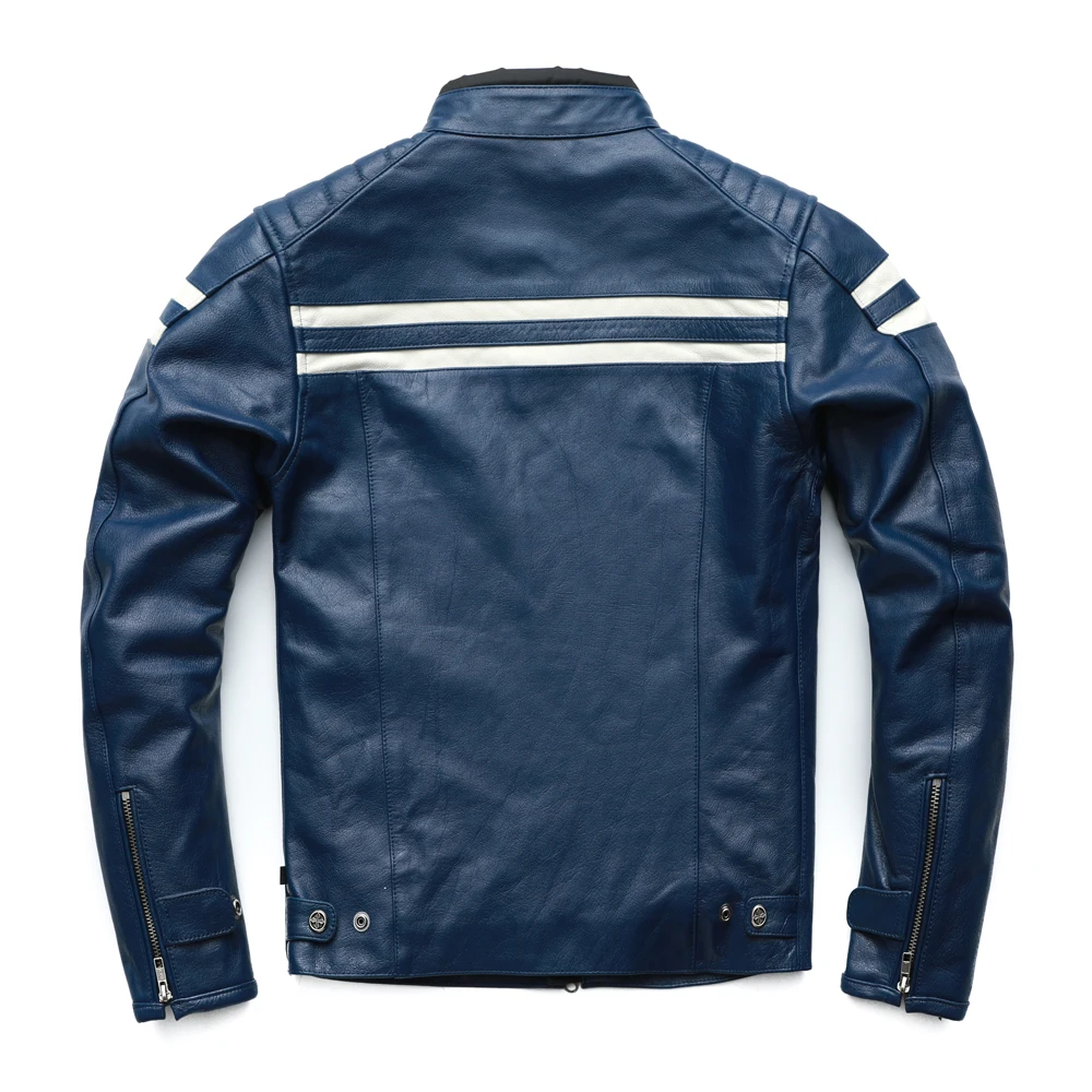 Giacca da moto uomo 4 protezioni 100% cappotto in pelle di mucca uomo Motor Biker giacche cappotto in pelle maschile autunno asiatico taglia M218 6
