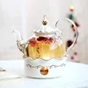Ceramic Teapot With Strainer Vintage Porcelain British Tea Pot And Cup Set Candle Heating Glass Coffee Mugs Home Decoration ► Photo 1/6