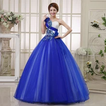 Романтическое милое 16 платье бальное платье Бальные платья одно плечо розовое фучсия синее платье для светской львицы для Vestido de 15 anos