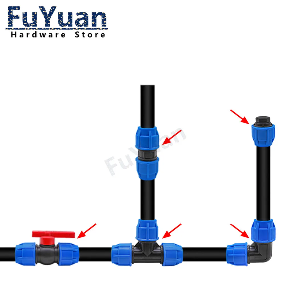 1pcs PE Connector pipe fittings 20MM 25MM 32MM water Tube 1/2" 3/4" 1" Thread quick connect live joint