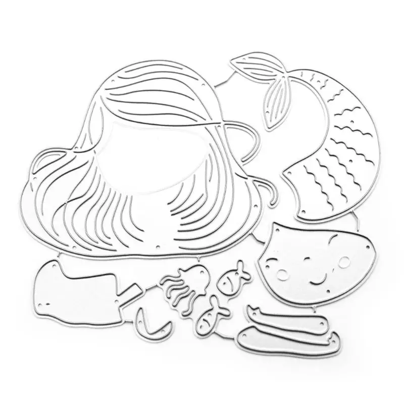 

Fish Tail Girl Metal Cutting Dies Stencil Scrapbooking DIY Album Stamp Paper