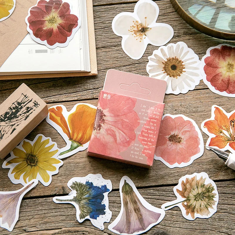 45 Uds flores día de Navidad Vintage adhesivo de papelería planificador Scrapbooking diario Deco escuela suministros de oficina Kawaii pegatinas