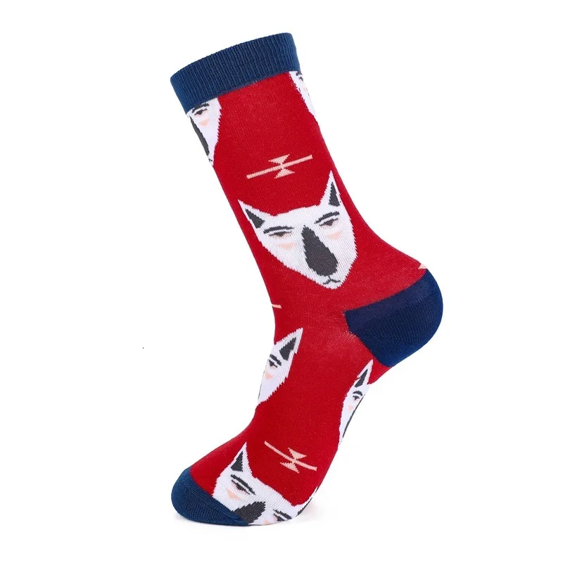 PEONFLY Красочные мужские носки из чесаного хлопка забавные мультипликационные животные узор мода уличная новинка собака акула мужские Веселые носки - Цвет: 16