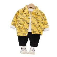 Ropa de moda para niños, chaqueta, camiseta, pantalones, 3 unids/set/conjunto, chándal para niños pequeños