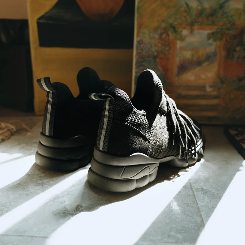 Buono Scarpe/радужные вязаные повседневные кроссовки со шнуровкой; женские кроссовки на толстой подошве для папы; разноцветная кожаная спортивная обувь;