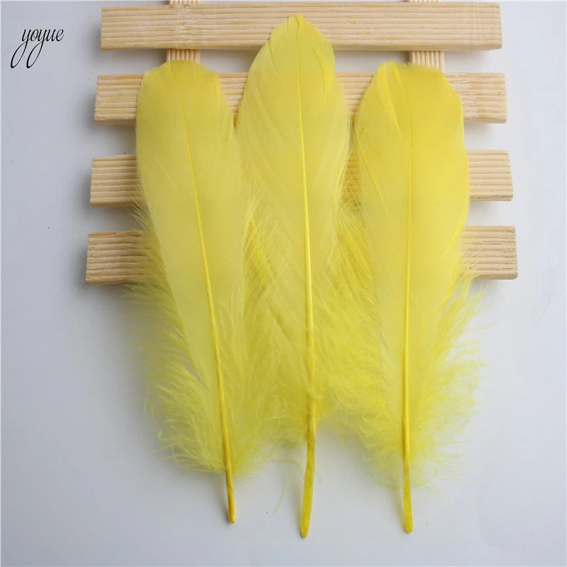 Yellow YOYUE, 20 шт./лот, высокое качество, натуральное гусиное перо, 5-7 дюймов/13-18 см, перья для рукоделия, украшения, аксессуары, Шлейфы - Цвет: Yellow