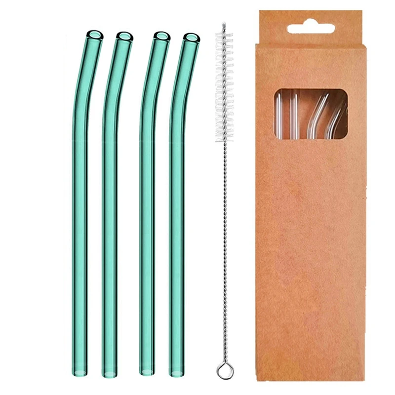 Set of 4 Eco-Friendly Reusable Glass Drinking Straws