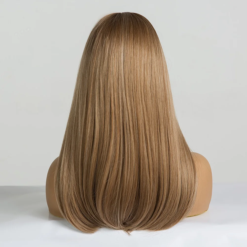 EASIHAIR Long Straight Wigs With Bangs Synthetic Wigs For Black Woman High Density Natural Hair Heat Resistant Cosplay Wigs