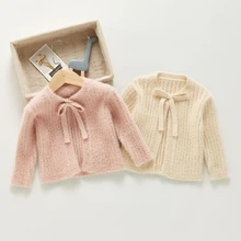 

0-3Y Infant Baby Girl Coat 2021 Autumn New Solid Long Sleeve Mink Hair Cardigan for Toddler Cotton Kids Clothes Girls Costumes