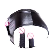 Унисекс Эротические трусики из искусственной кожи с реалистичным фаллоимитатор и Вагинальный Анальный фаллоимитатор штепсельная Вилка для женская мастурбация, сексуальные интимные костюмы