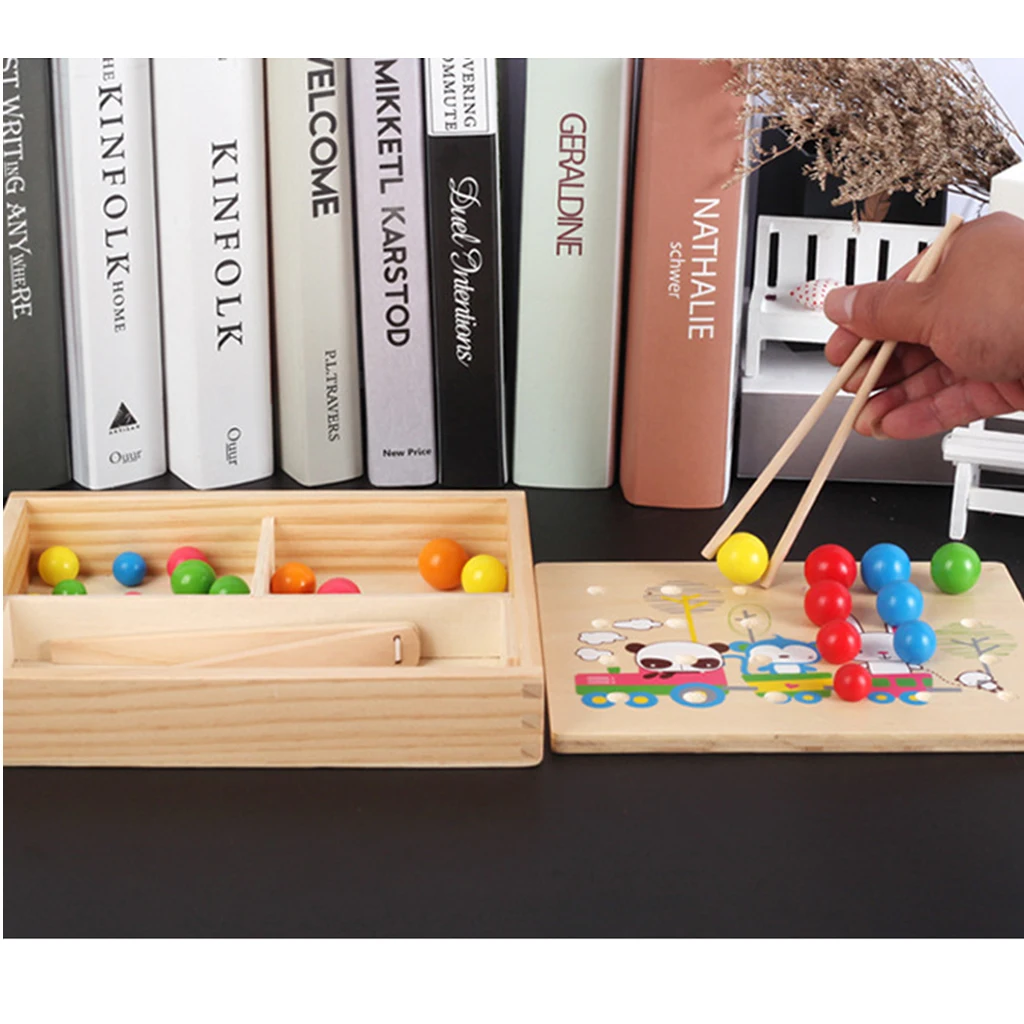 Montessori Toy, Rainbow Beads Box Clip Ball Games for Toddlers Kids Develop Colors & Shapes Cognition, Early Development