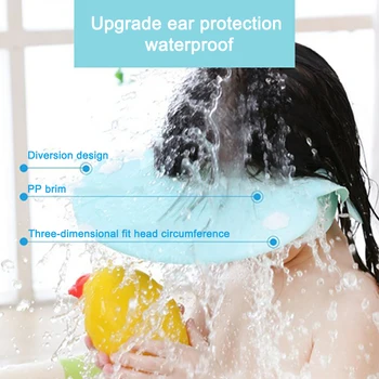

Adjustable Ear Protection For Kids Wide Brim Bathroom Elastic Children Baby Shower Washing Hair Shampoo Cap Home Portable Shield