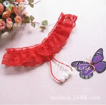 

Sexy Lady Floral Lace Pearl G-string V-string Panties Underwear Women Crotchless Thong Women's Pants B010