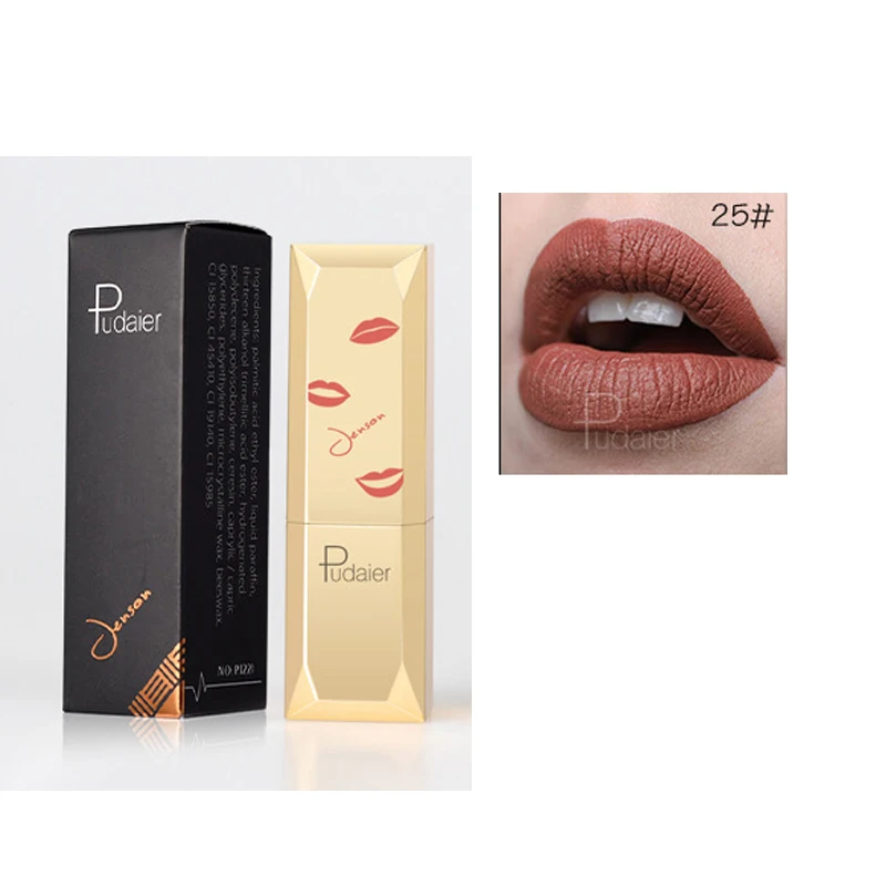 Matte Lipstick Waterproof Lip Makeup 26Colors Long Lasting Moisturizer Lip Tint Pigment Matte Batom Makeup Lipstick Cosmetics - Цвет: 25