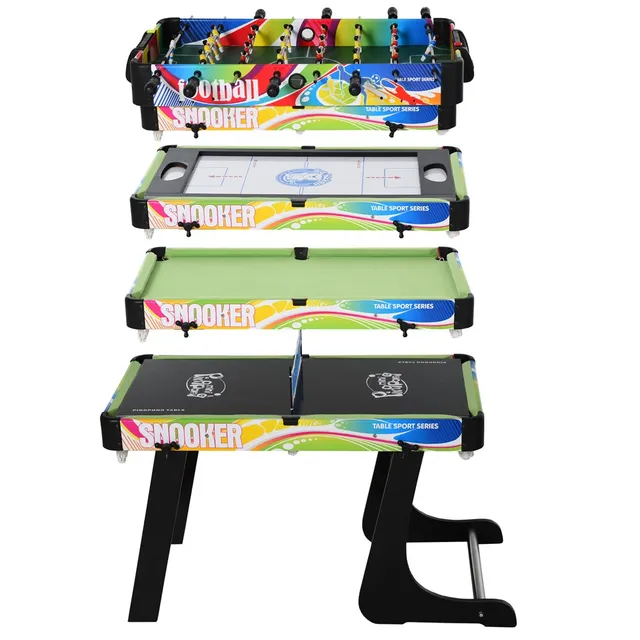 Tavolo Da Gioco 4 In 1 Pieghevole - Hockey, Biliardo, Calcio Balilla E Ping Pong - Foto 10